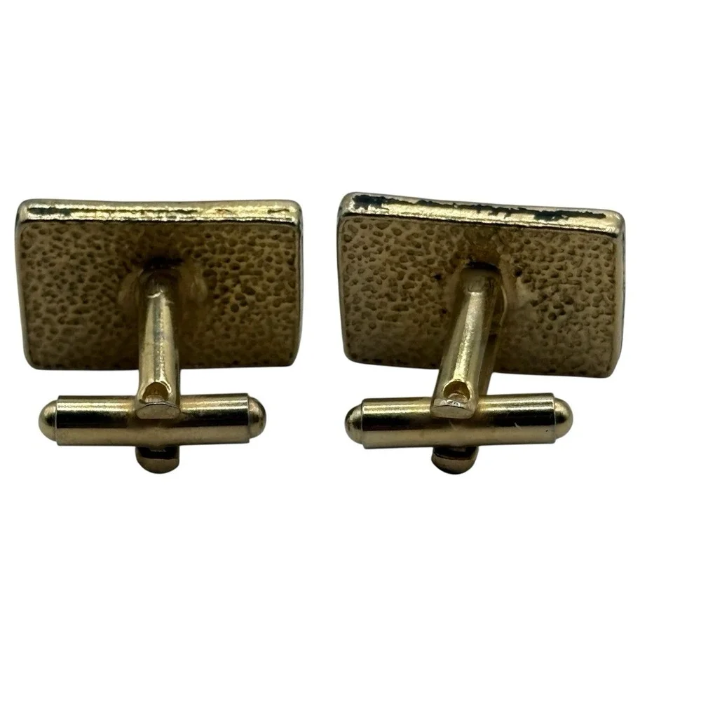 Naughty Feet Rectangle Cufflinks Adult Humor‎ Funny VTG Gold Tone Black Risque